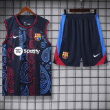 24-25 Mens Barcelona Black Vest Short traning suit