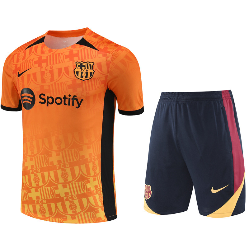 24-25 Mens  Barcelona  Orange Training Short Suit