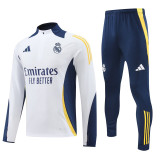 24-25 Real Madrid  White Half Pull Tracksuit