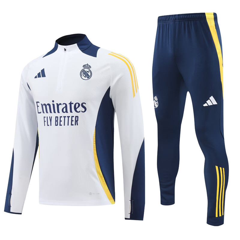 24-25 Real Madrid  White Half Pull Tracksuit