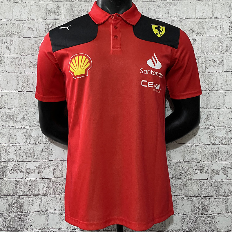 2023 F1 Ferrari #55 Polo Red Racing Suit(有领55号)