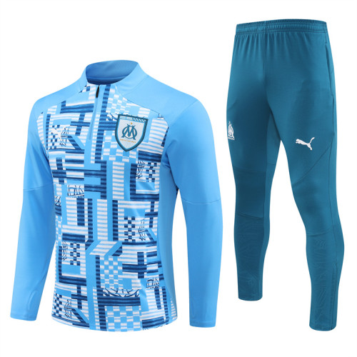 Mens Olympique Marseille Training Suit Blue Pattern 2024/25