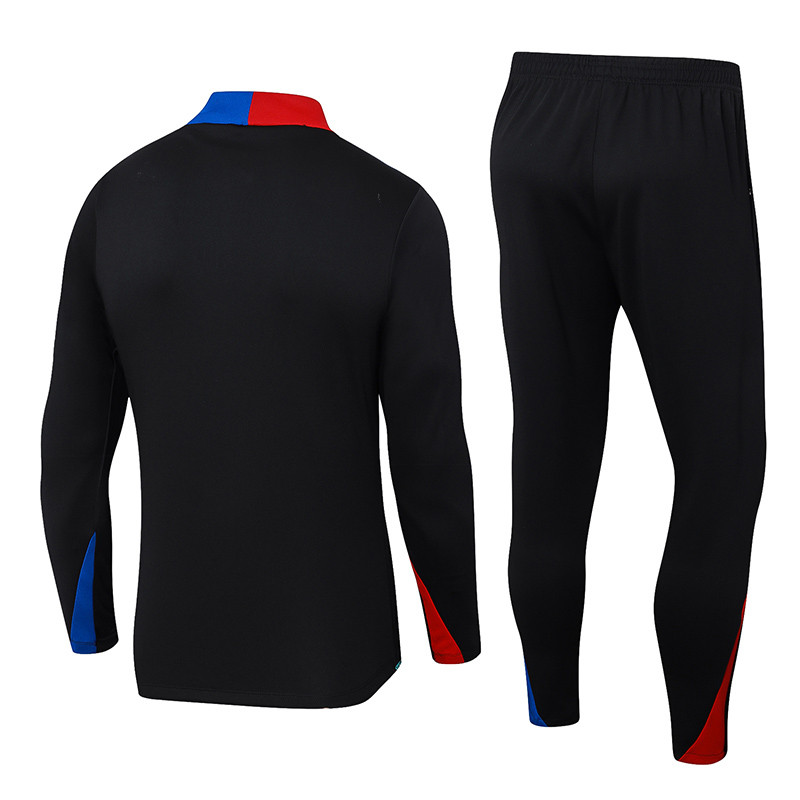 24-25 Mens Barcelona  Black Half Pull Tracksuit