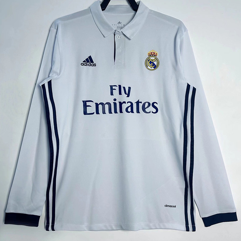 2016-2017  Real Madrid  Home Long Sleeve Retro Soccer Jersey