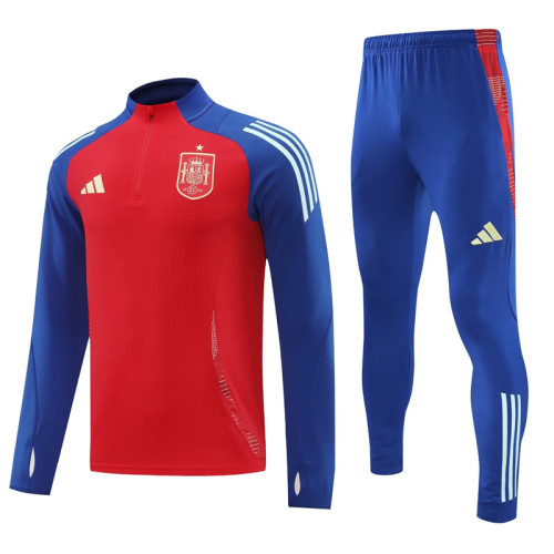 24-25 Spain Red Half Pull Tracksuit