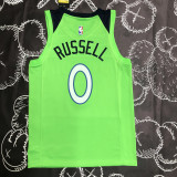 Timberwolves RUSSELL #0 Fluorescent Green Top Quality Hot Pressing NBA Jersey