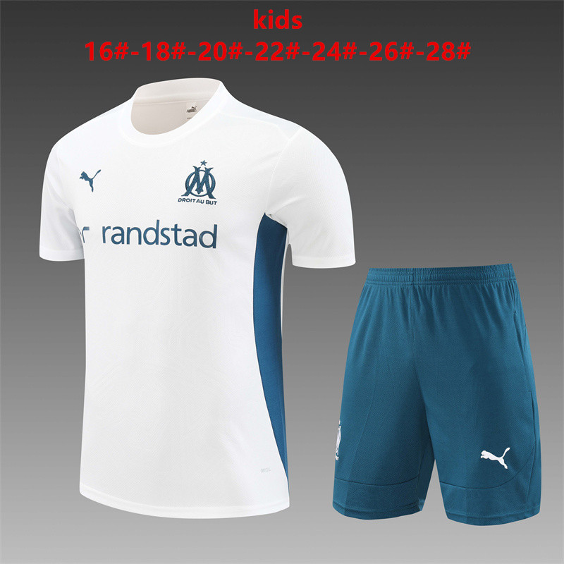 Kids Olympique Marseille Short Training Suit White 2024/25