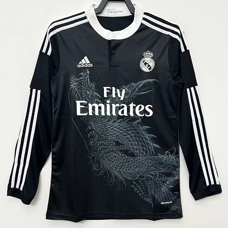 2014-2015  Real Madrid  Away Black Long Sleeve Retro Soccer Jersey