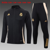Kids Real Madrid Jacket + Pants Training Suit Black 2024/25