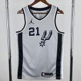 20-21 SA Spurs DUNCAN #21 Grey Top Quality Hot Pressing NBA Jersey (Trapeze Edition)