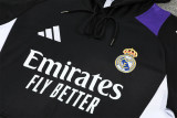 Mens Real Madrid Hoodie Sweatshirt + Pants Training Suit Black 2024/25