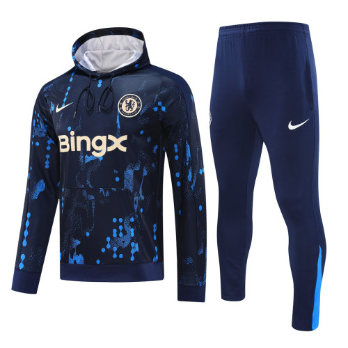 Mens Chelsea Hoodie Sweatshirt + Pants Training Suit Royal Patterns 2024/25