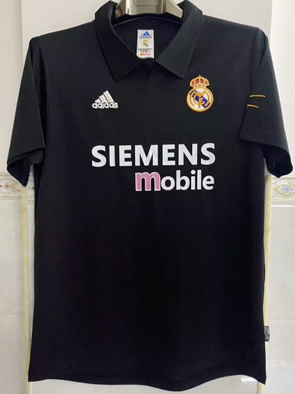 2002-2003 Real Madrid  Away Black Retro Soccer Jersey