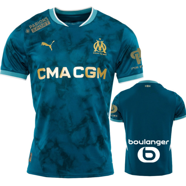 24-25 Marseille Away Fans Soccer Jersey (Print all Sponsor)