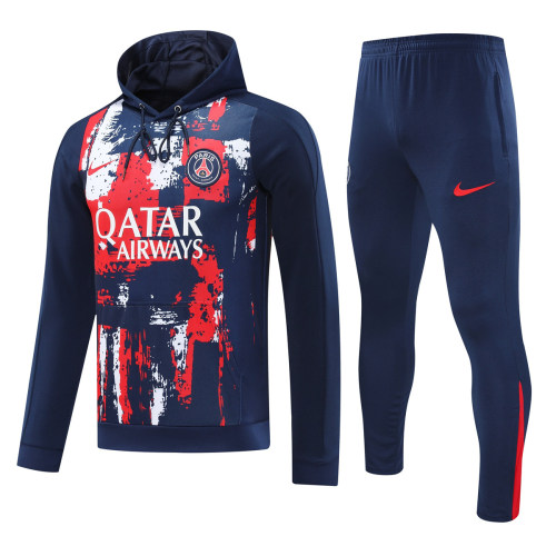 Mens PSG Hoodie Sweatshirt + Pants Training Suit Royal Patterns 2024/25