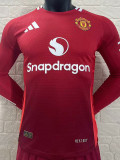 24-25 Man Utd Home Long Sleeve Player Version Soccer Jersey