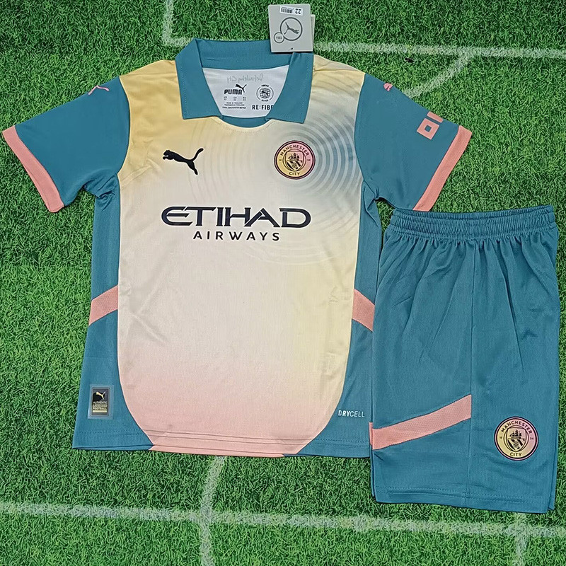 24-25 Man City Fourth Kids Soccer Jersey