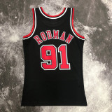 1998 BULLS RODMAN #91 Black Retro Top Quality Hot Pressing NBA Jersey