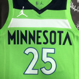 Timberwolves ROSE #25 Fluorescent Green Top Quality Hot Pressing NBA Jersey
