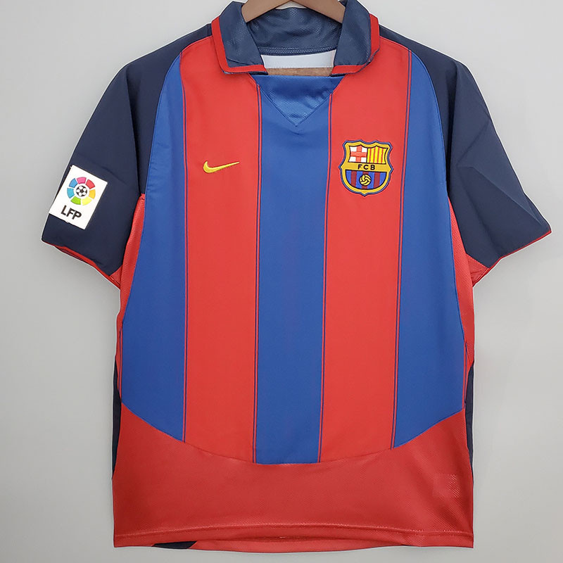 2003-2004 Mens  Barcelona   Home Retro Soccer Jersey