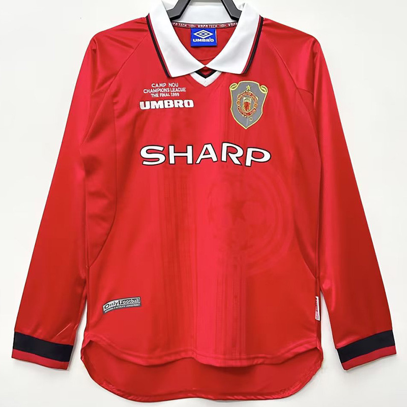 1999-2000 Man Utd Home Long Sleeve Retro Soccer Jersey