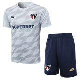 Mens Sao Paulo FC Short Training Suit Light Grey 2024/25