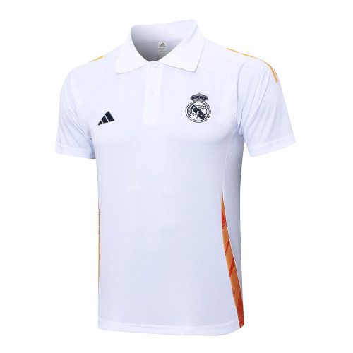Mens Real Madrid Polo Shirt Pure White 2024/25