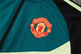 Mens Manchester United Jacket + Pants Training Suit Green - Black 2024/25