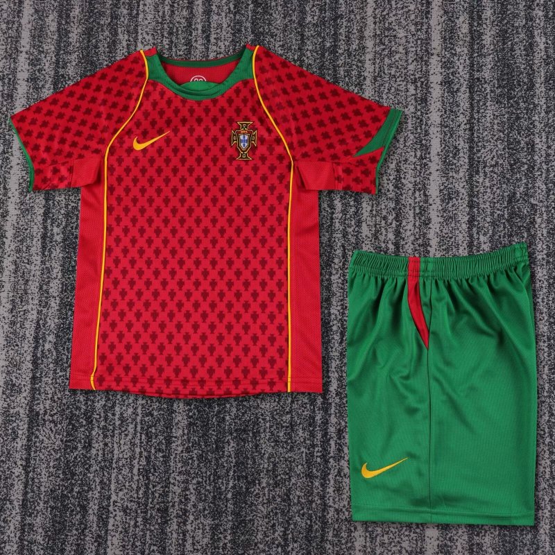 Kids Retro Portugal Home Jersey 2004
