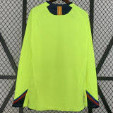 2005-2006 Mens Barcelona Away Yellow Long Sleeve Retro Soccer Jersey
