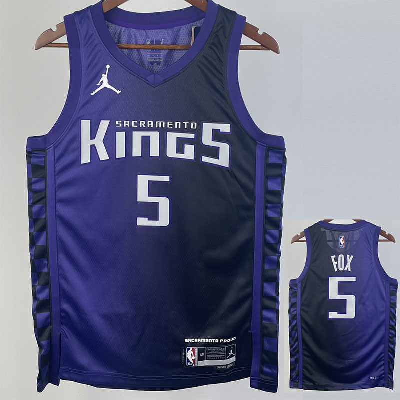 23-24 Kings FOX #5 Purple Top Quality Hot Pressing NBA Jersey (Trapeze Edition)