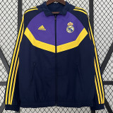 2024 Real Madrid  Black & Dark Blue Double Sided Windbreaker