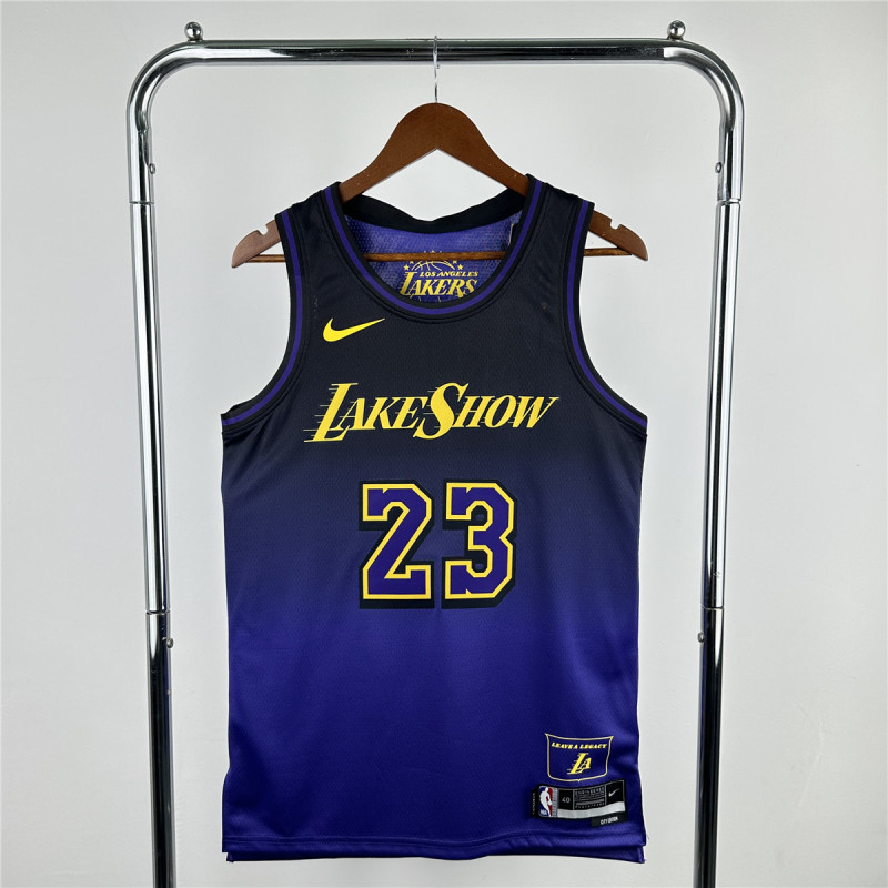 Mens Los Angeles Lakers NIKE Black - Puple 2024/25 Swingman Jersey - City Edition