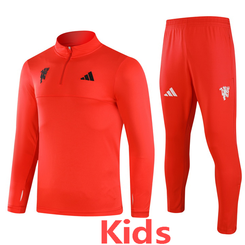 24-25 Man Utd Red Kids Half Pull Tracksuit