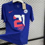T192 76ERS EMBIID #21 Blue High Quality Casual T-Shirt