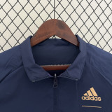 2024 Real Madrid  Black & Dark Blue Double Sided Windbreaker