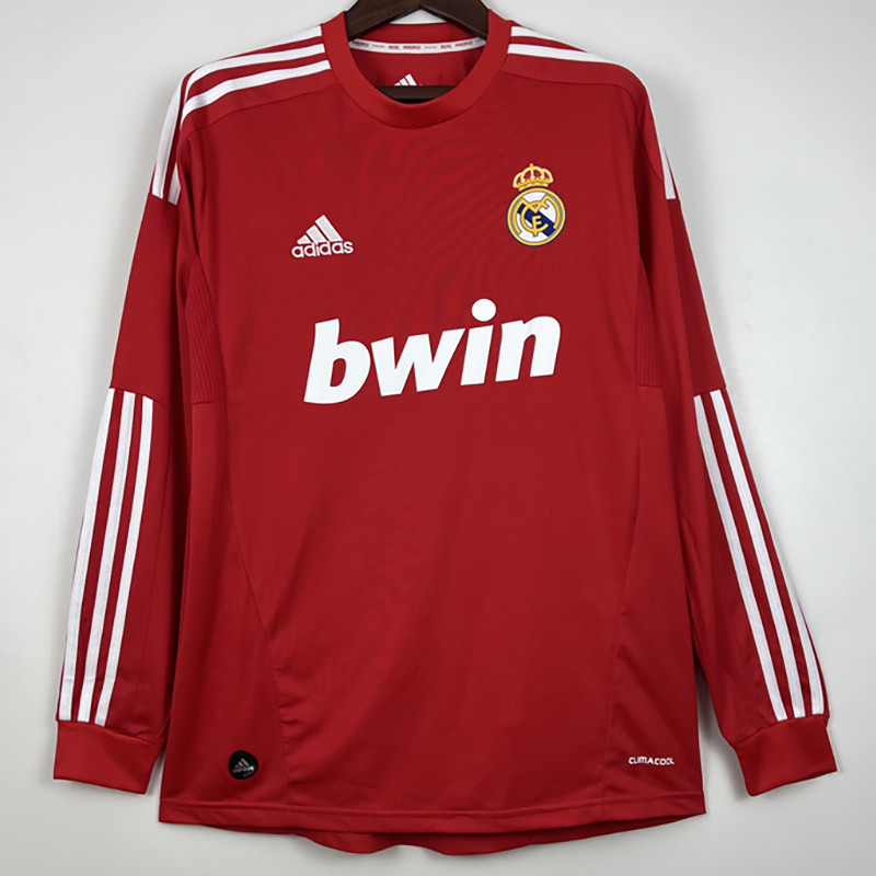 2011-2012  Real Madrid  Away Red Long Sleeve Retro Soccer Jersey