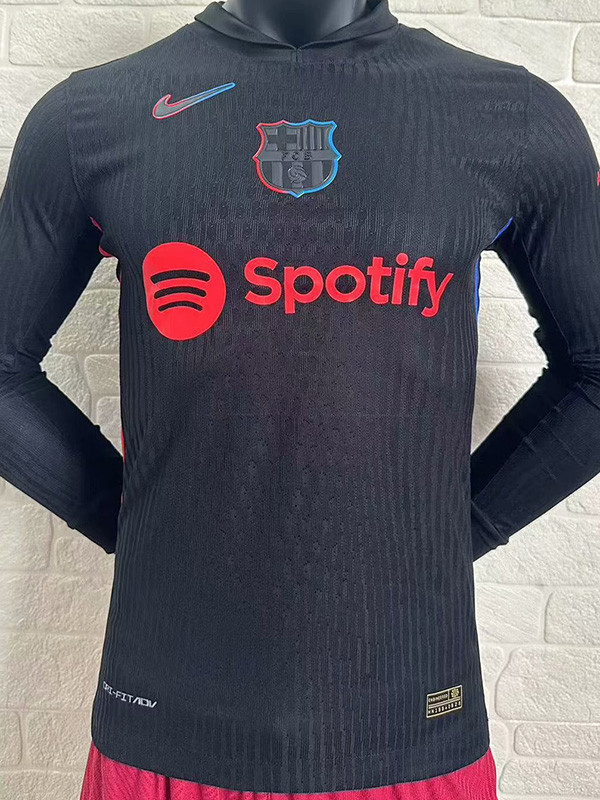 24-25 Mens Barcelona Away Long Sleeve Player Version Soccer Jersey