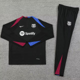 24-25  Barcelona Black Kids Half Pull Tracksuit