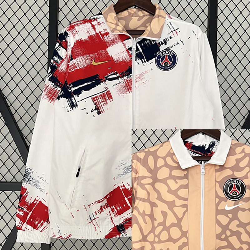 2024 PSG White & Beige Double Sided Windbreaker