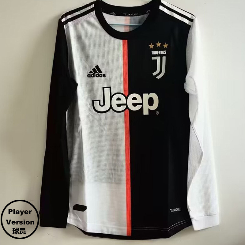 2019-2020 JUV Home Long Sleeve Retro Player Version Soccer Jersey