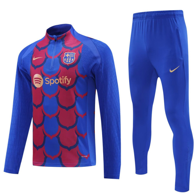 24-25 Mens Barcelona  Fancy blue Half Pull Tracksuit suit