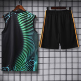 24-25 Real Madrid Black green Vest Short traning suit