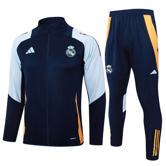 Mens Real Madrid Jacket + Pants Training Suit Royal - Light Blue 2024/25