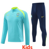 24-25 Brazil Green Kids Half Pull Tracksuit