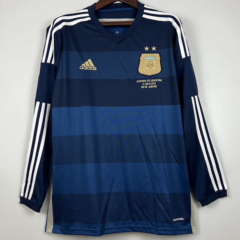 2014 Argentina Away Long Sleeve Retro Soccer Jersey