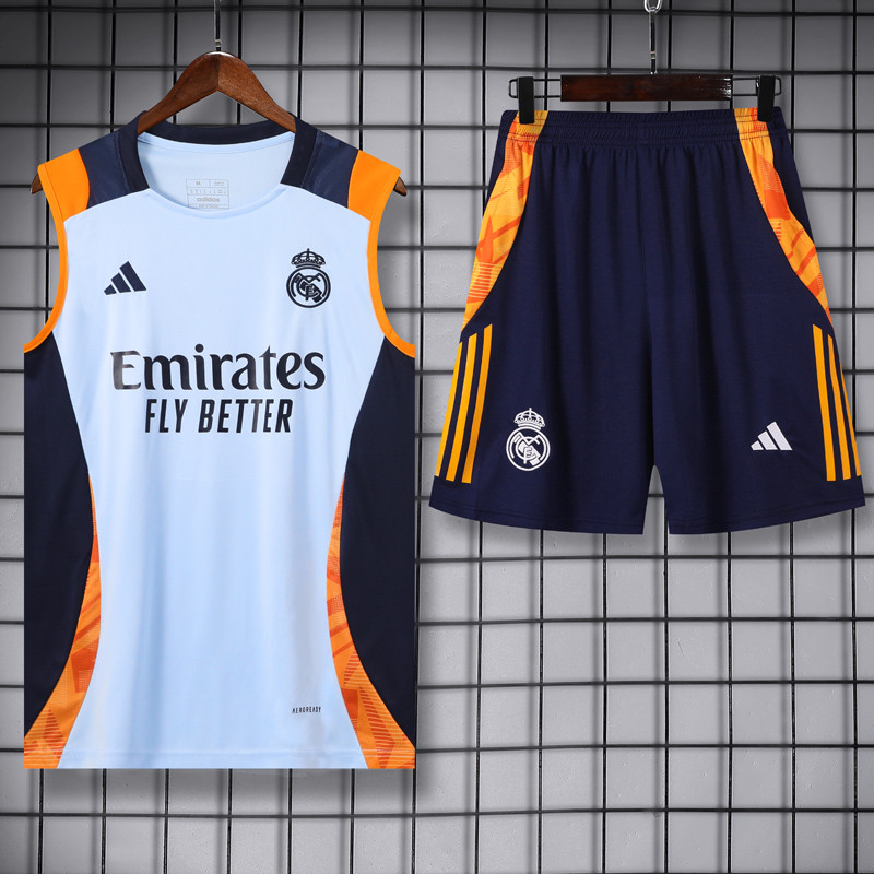 24-25 Real Madrid Light blue Vest Short traning suit