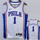 22-23 76ERS HARDEN #1 White Top Quality Hot Pressing NBA Jersey