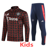 24-25 Man Utd Red black Kids Half Pull Tracksuit