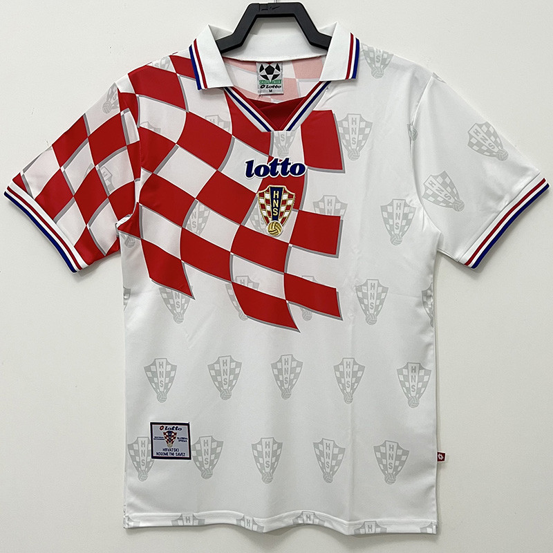 1998 Croatia Home Red And White Retro Soccer Jersey